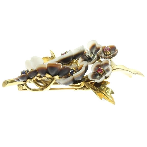 Joyful flower brooch from the fifties made by the famous jeweler Wolfers freres (image 6 of 16)